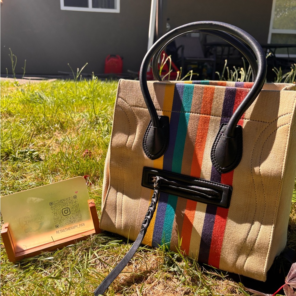 CELINE Canvas Phantoms Luggage Colorful Striped Tote Bag